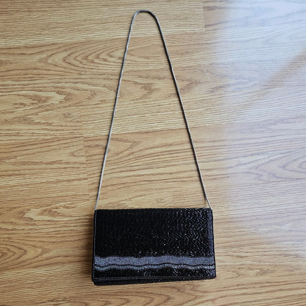 Vintage Beaded Black Crossbody Bag